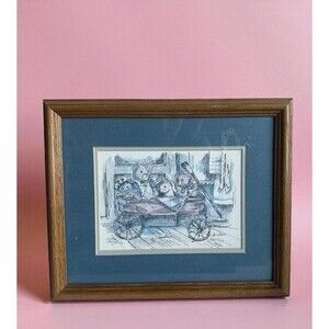 Betty Sills Framed Teddy Bear Art Print Vintage Nursery Wall Decor